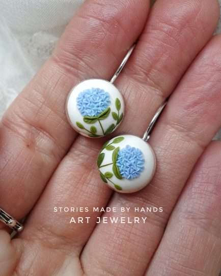 MADE TO ORDER Polymer Clay Hydrangea Flower Earrings