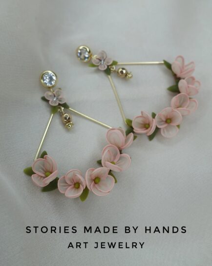 MADE TO ORDER Spring Garden Handmade Polymer Clay Pink Flowers Earrings
