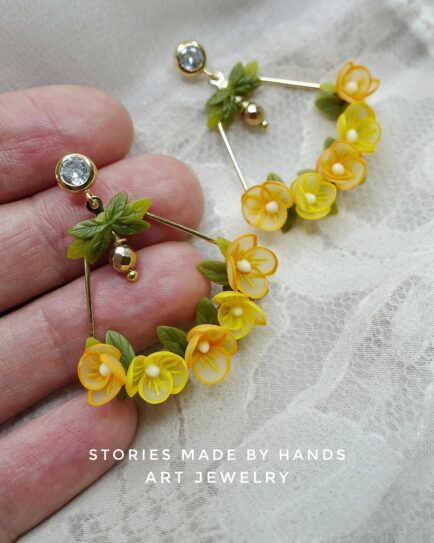 Sunrise Handmade Polymer Clay Yellow Orange Flower Earrings