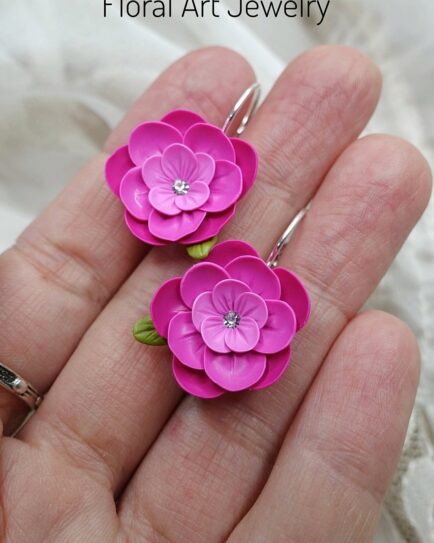 Made to Order Magenta Flower Earrings