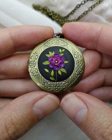 Story of a Flower - Polymer Clay Locket Pendant