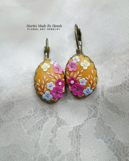 Polymer Clay Earrings Floral Art Jewelry