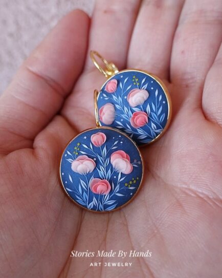 Made to order Blue Rose Garden Polymer Clay Earrings