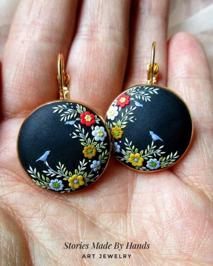Made to order The song of a mother bird polymer clay japanese earrings
