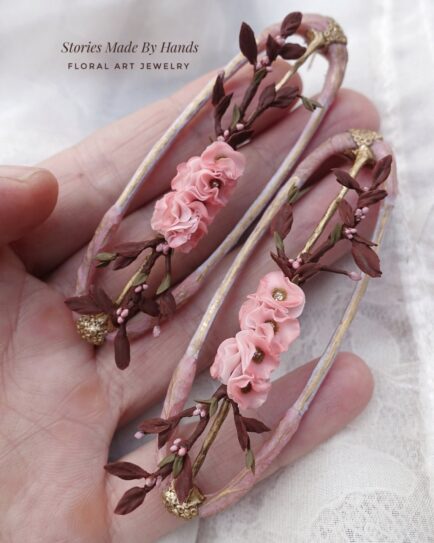 Kwanzan Double Cherry Blossom Polymer Clay Earrings