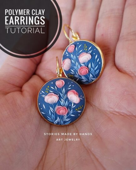 Tutorial Blue Rose Garden Polymer Clay Earrings