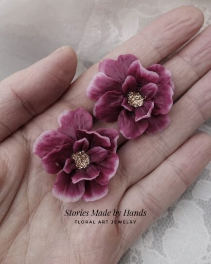 Burgundy Flower earrings 2