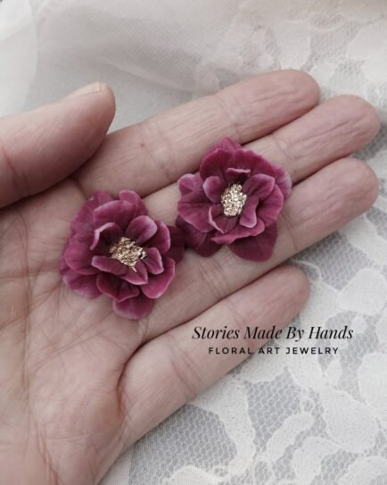 Burgundy Flower earrings 3